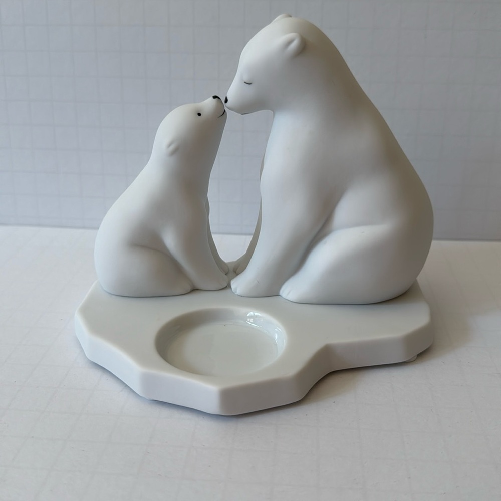 PartyLite Tealight Holder White Polar Bears”Mother’s Love”